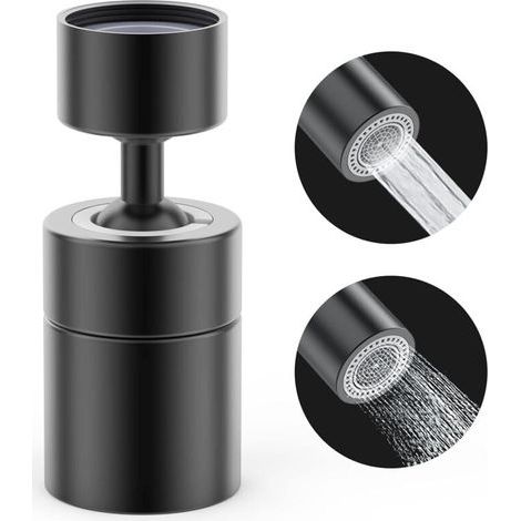 360° Pivotant Aérateur Robinet 2 Modes Réglable Cuisine Robinet En Laiton Massif Interrupteur Tournant Douche Moussante Filtre Adaptateur Économiseur Pour Toilette Salle De Bain (Robinet Laqué) (1/4)