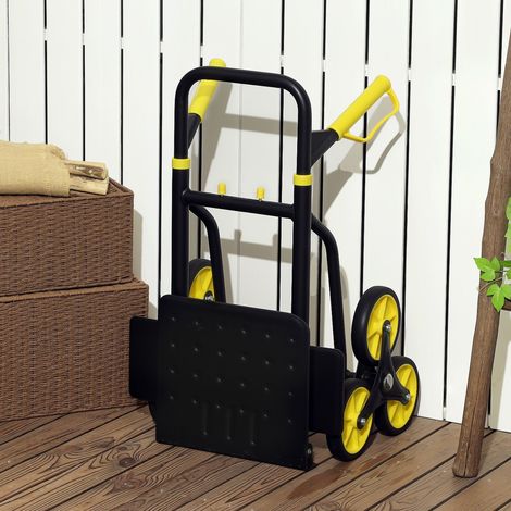 Chariot monte-escalier jaune à 6 roues, pliable en acier, avec une capacité de 120 kg (264 lb) pour les travaux de rénovation domiciliaire (1/5)