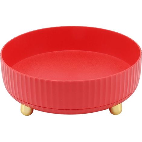 Étagère de rangement rotative à 360° - Organisateur rond pour cosmétiques et épices - Plateau tournant pour placard de cuisine/garde-manger - Petit modèle rouge (1/5)