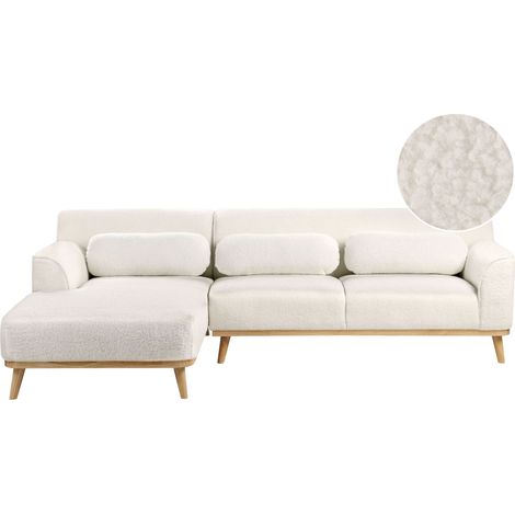 Corner Sofa 3 Seater SIMOS Boucle White Right Hand