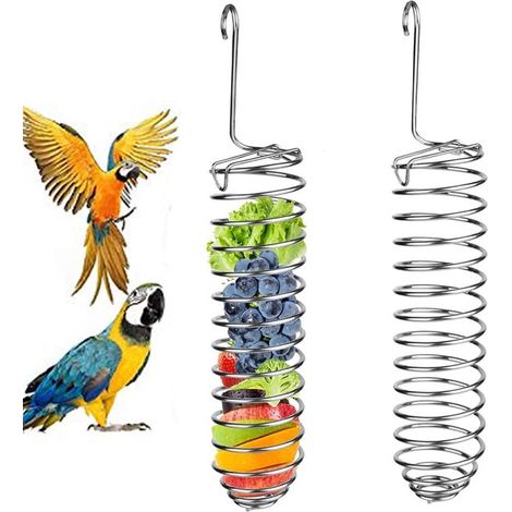 Lot de 2 supports métalliques suspendus pour mangeoires à fruits et légumes pour perroquets (1/5)