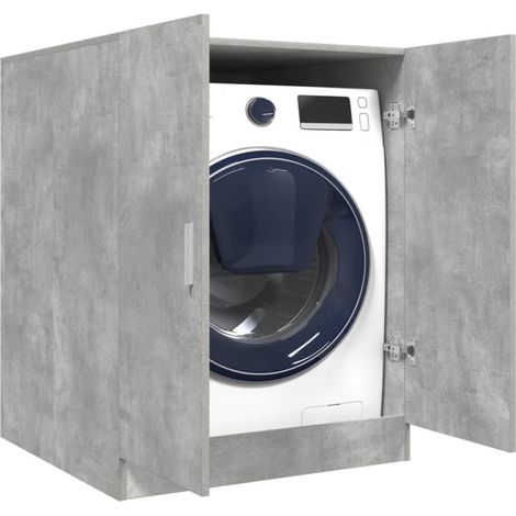 Vidaxl – Meuble pour machine à laver gris béton 70,5x71,5x91,5 cm – Bois d'ingénierie résistant à l'humidité – Grand espace de rangement avec 2 portes