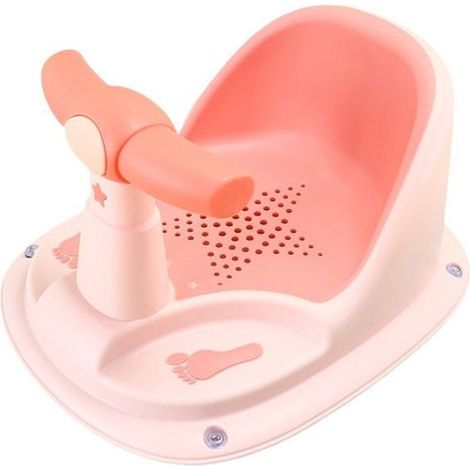 Siège de bain avec dossier et ventouses, fauteuil antidérapant - Rose, cadeau de douche et d'anniversaire pour bébé. (1/5)