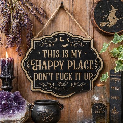 This Is My Happy Place Witchy Metal Sign - Happy Place Witch Sign