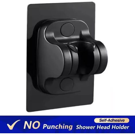 (Support noir) Nouveau pommeau de douche massant spa à grand panneau de 15 cm, 7 modes de douche haute pression effet pluie, arrêt facile. Douchette à main. (1/5)