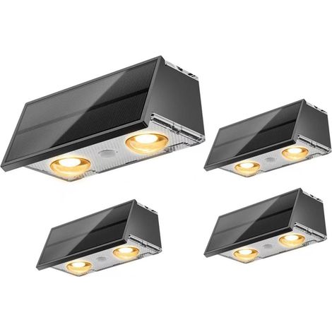 Lot de 4 appliques solaires LED étanches, appliques murales RGB haut/bas, lèche-murs, éclairage nocturne pour jardins et piscines (1/5)