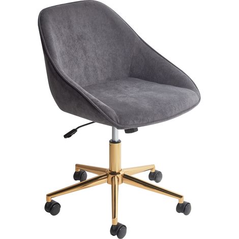 Elegante sedia da ufficio in velluto Funzione girevole regolabile Gambe in metallo Grigio scuro Bardsdale