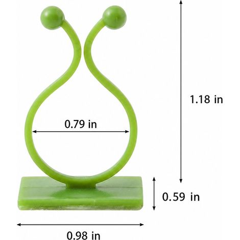 100 clips muraux pour vignes de plantes, fixateurs auto-adhésifs verts pour plantes grimpantes, pour décoration de jardin intérieur (1/4)