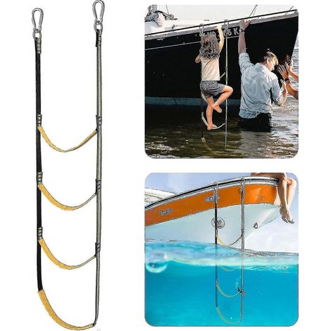 Échelle de corde pour bateau, extension d'échelle de corde portable pour bateau pneumatique, kayak - (1/5)