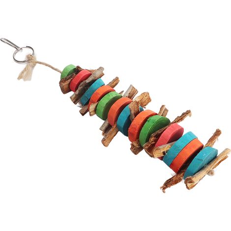 Jouets à mâcher pour perroquets en écorce naturelle, anti-stress, jouets à mâcher suspendus en bois coloré pour oiseaux (1/5)