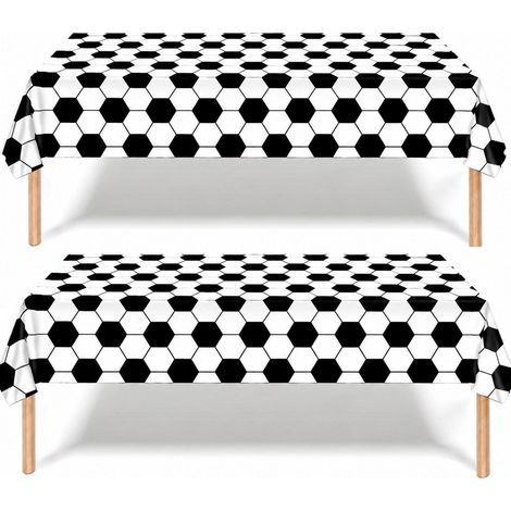 Fußball Tischdecke 2 Stück 137x274 cm Schwarz Weiß Wiederverwendbar Party Deko