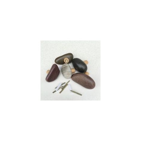 Lot de 3 galets créatifs crochets en bois massif entrée porche vestiaire tenture murale patères B&B tenture murale en bois (couleur et taille aléatoires) (1/4)