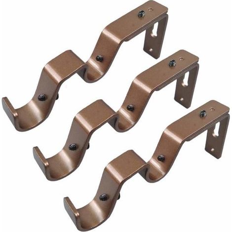Ensemble de 3 supports de tringle à rideaux réglables pour tringle à rideaux de 19 mm et 16 mm, argent (1/3)