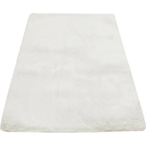 1 Tapis Shaggy, Blanc, Polyester Doux, 160x230 cm, Style Écologique, Pour Salon (1/5)