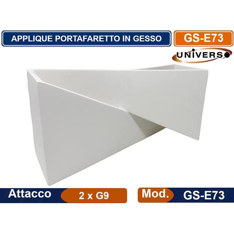 PORTALAMPADA APPLIQUE DA PARETE IN GESSO VERNICIABILE RETTANGOLARE CON DOPPIA EMISSIONE LUMINOSA UP / DOWN LAMPADA CONTEMPORANEA CON 2 LAMPADE ATTACCO G9 (1/3)