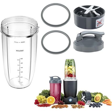 Passend für Nutribullet Mixer: Becher und Klingen Ersatzset (5 teilig) Kompatibel mit Nutribullet 600 W und 900 W Mixern Mixerzubehör Mixer Ersat (1/5)