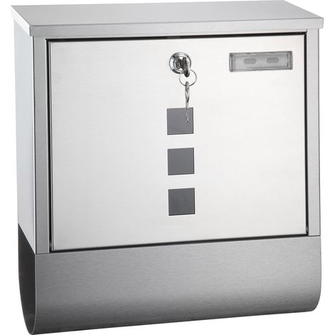 Metall Briefkasten Wandbriefkasten OSLO Edelstahl Design mit Zeitungsrolle (1/5)