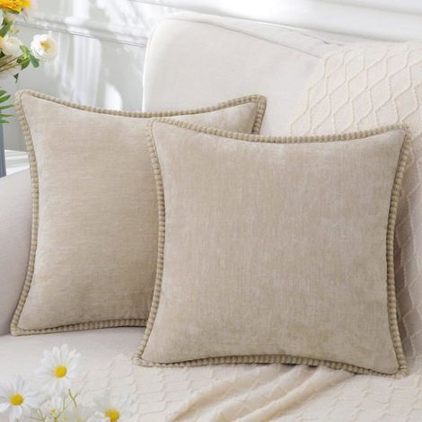 Housse Coussin - Velours Sablé - 45x45 cm - Pour Canapé Lit - Lot de 2 (1/5)
