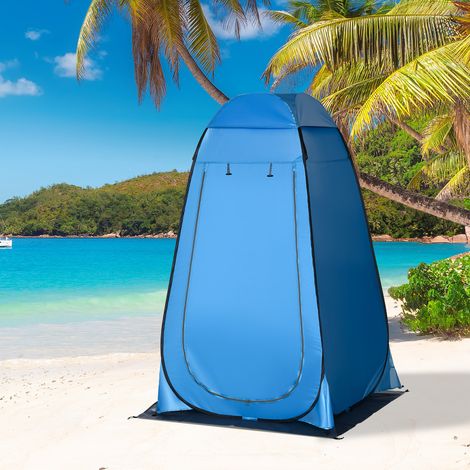 Tente camping douche plage porte articulée sac transport - Dimensions: 126x124x189 cm - Couleur: Bleu