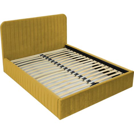 Stuart - lit coffre - 180x200 cm - sommier inclus - en velours - jaune (1/5)