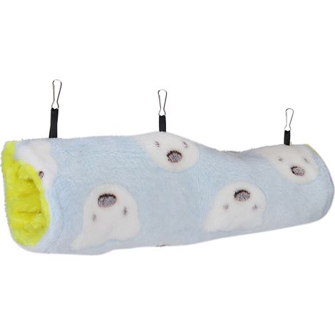 Tunnel Suspendu Pour Rongeurs - Lit En Velours Doux Avec Crochets - Jouet Cachette Pour Cage - Taille Unique Bleu (1/5)