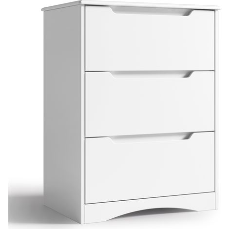 Bealife – Commode 3 tiroirs blanche – Dimensions 62 x 41 x 82 cm – Panneau MDF – Poignée intégrée – Dispositif anti-trébuchement (1/5)