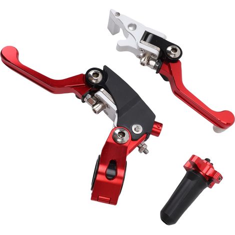 Leva frizione e freno pieghevole universale da 21 mm per motociclette, ricambio per CRF YZF CQR ATV, moto da fuoristrada e minimoto (rossa). (1/5)
