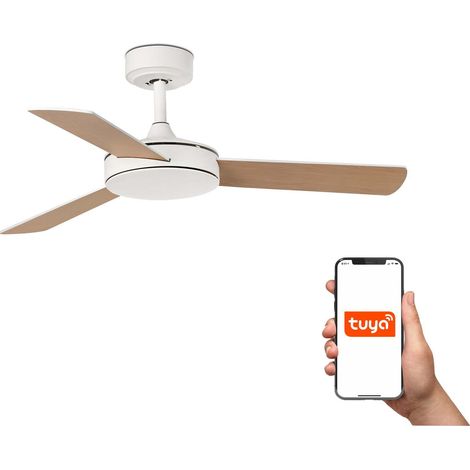 Faro Mini Petit système intelligent Tuya à 3 lames, blanc mat et érable (1/3)
