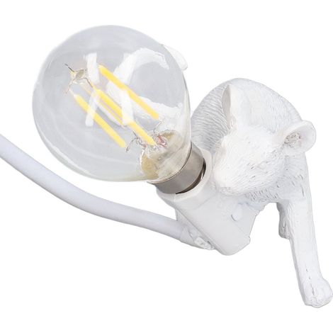 Lampe de table moderne en résine en forme de souris, lampe de chevet décorative en forme d'animal, douille E12, pour chambre, bureau ou café, prise britannique. (1/5)