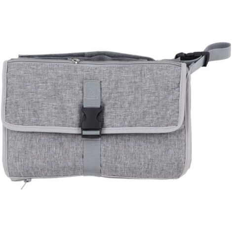 Matelas à langer bébé portable pliable, grande capacité de rangement, imperméable, gris, pour voyage (1/5)