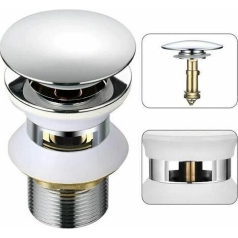 Bonde d’évier universelle 1¼ pouce avec système clic-clac et trop-plein automatique en laiton chromé pour salle de bain (1/4)