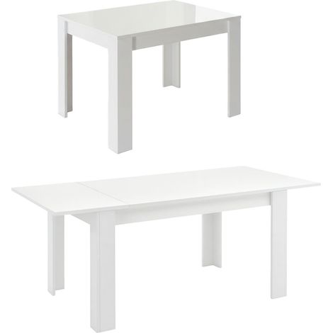 Dmora - Tavolo allungabile Corbara, Consolle con allunghe, Tavolo da pranzo, Ripiano estensibile da cucina, Made in Italy, 137x90 h79 cm, Bianco lucido (1/4)