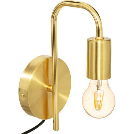 Atmosphera – Applique murale métal doré H 25 cm – Design épuré sans abat-jour – Compatible douille E27 – Pour ampoule décorative (1/5)