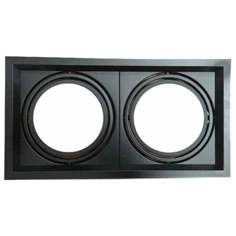 Portafaretto incasso alluminio quadrato orientabile 2xAR111 Mod. VT-7222-SKU 3582 Nero