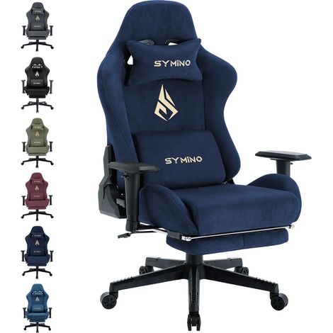 Symino Gaming Stuhl, Atmungsaktiver Bürostuhl aus Hochwertigem Stoff, So Weich Wie Pelz, Ergonomischer PC-Stuhl, Verstellbarer und Drehbarer Schreibtischstuhl mit Fußstütze (1/5)
