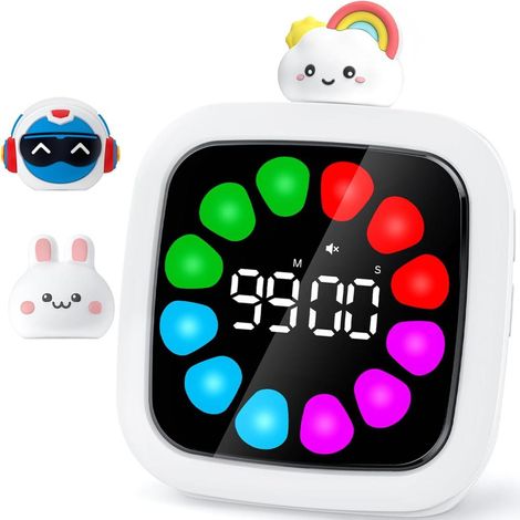 Minuteur visuel enfants compte à rebours silencieux rechargeable 99min pétales couleur DIY (1/5)