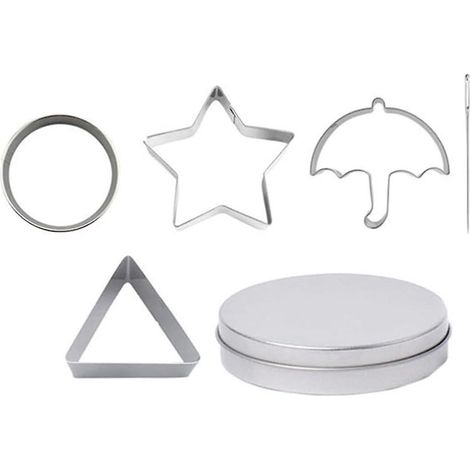 Ausstechformen aus Edelstahl für Kekse, Kuchen und Zucker in Form von Tintenfisch, Regenschirm, Dreieck, Stern und Kreis (Nadel nicht enthalten).