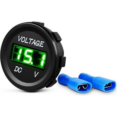 Voltmètre numérique à affichage LED 12 V CC pour bateau, véhicule marin, moto, camion, quad, SSV (vert) (1/5)