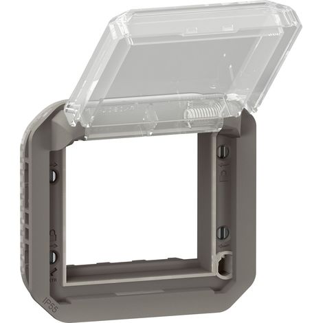 Legrand - Adaptateur Plexo pour Mosaic 2 modules à volet transparent - Anthracite (1/3)