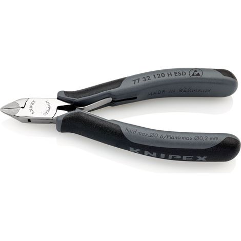 KNIPEX 77 32 120 H ESD Alicates de corte diagonal para electrónica ESD con filos de corte de carburo con mangos multicomponentes 120 mm (1/3)
