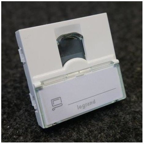 Prise réseau RJ45 blanc 1 poste 2 modules catégorie 6 UTP inclinée à 90° série Mosaic LEGRAND (1/2)