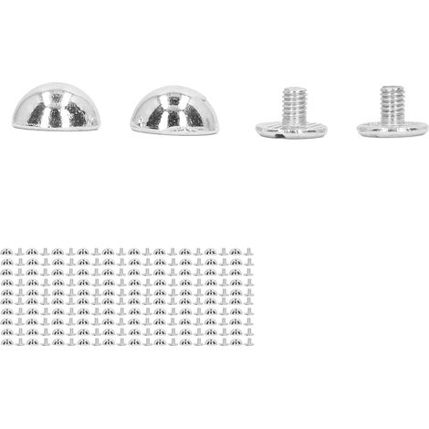 Kit de 100 rivets en cuir de 8 mm, ronds, en forme de champignon, plaqués argent. Rivets décoratifs tubulaires en métal pour loisirs créatifs. (1/5)