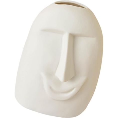 Vase en Céramique Blanc à Visage Humain, Pot de Fleurs Créatif et Abstrait pour Décoration de Bureau sur Bureau Moderne (1/5)