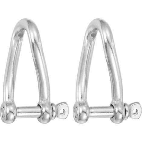 Lot de 2 manilles torsadées en acier inoxydable 316 à 90 degrés 6 mm avec goupille à vis pour voile, voiture, remorquage, tentes d'extérieur (1/5)