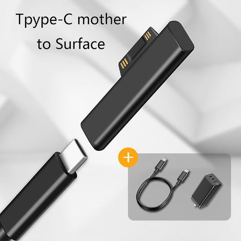 Crea – Adaptateur électrique USB C femelle pour Microsoft Surface Pro 3/4/5/6/7 – Sortie 15V/3A – Charge rapide – Matériau ABS et métal (1/2)