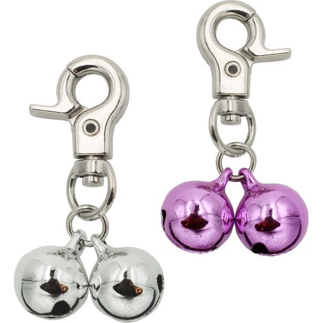 Ensemble de 2 pièces chien collier cloches animaux pendentif accessoires collier de formation (argent et Rose) (1/5)