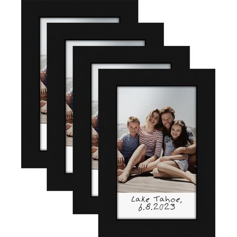 Lot de 4 cadres photo noirs de 5,1 x 7,6 cm – Utilisation comme cadre de 5 x 7,6 cm pour impression instantanée – Mini cadre photo avec verre transparent, matériel de suspension (1/5)