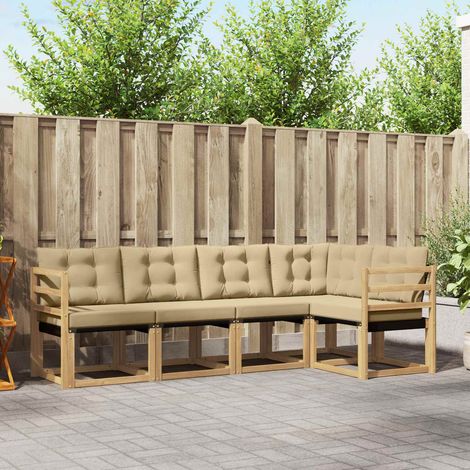 vidaXL Outdoor-Sofagarnitur 5 Stk. Weiß und Beige (1/5)