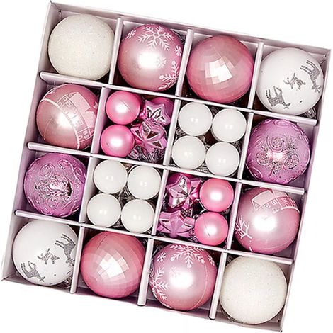 Bola De Adorno Para Árbol De Navidad - 5 Estilos - Rojo/Blanco Blanco/Dorado Rosa/Verde Azul/Blanco Azul/Plata - 44 Unidades - Diámetro 3 Y 6 Cm (1/5)