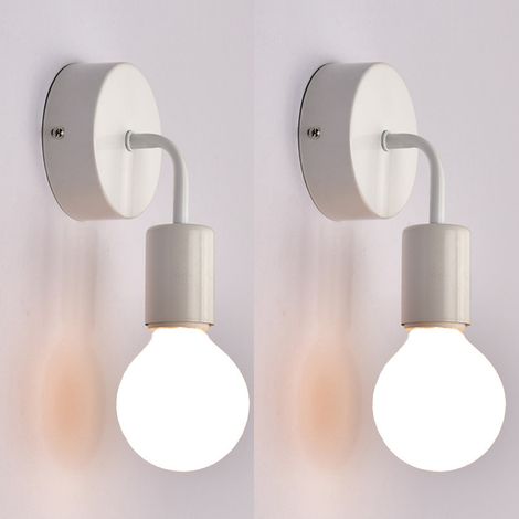 2 Pacchi Lampada da Parete Industriale Metallo Ferro , Applique da Parete E27 Bianca per Camera da Letto Soggiorno Corridoio Cucina (Senza Lampadine) (1/5)